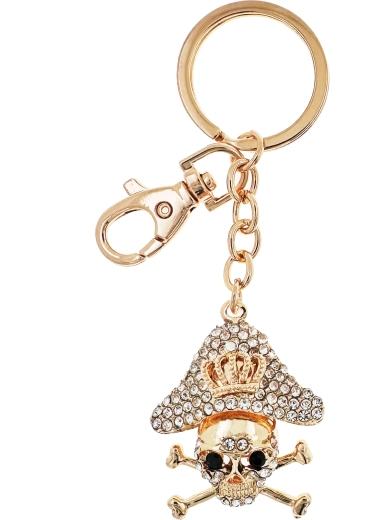 Pendentif de clé tête de mort pirate