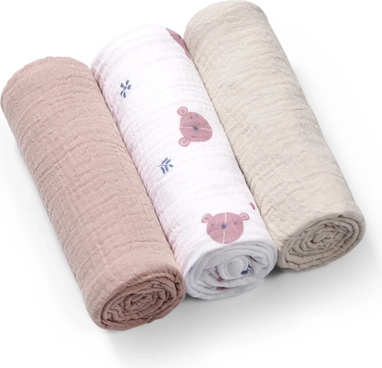 Lot de langes en mousseline Babyono Super Soft 3 pcs gris 70 × 70 cm