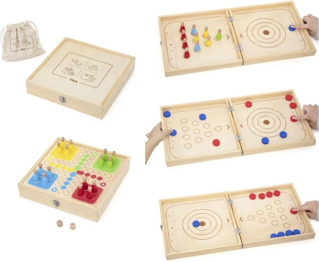 Quatre jeux dans une seule mallette