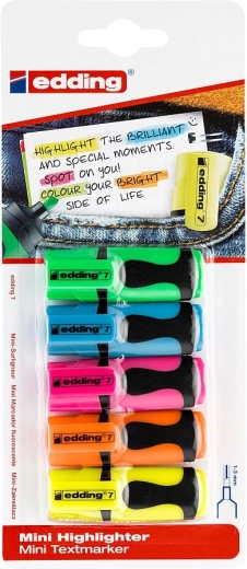 Set de mini surligneurs Edding 7 en couleurs néon (5 pièces)