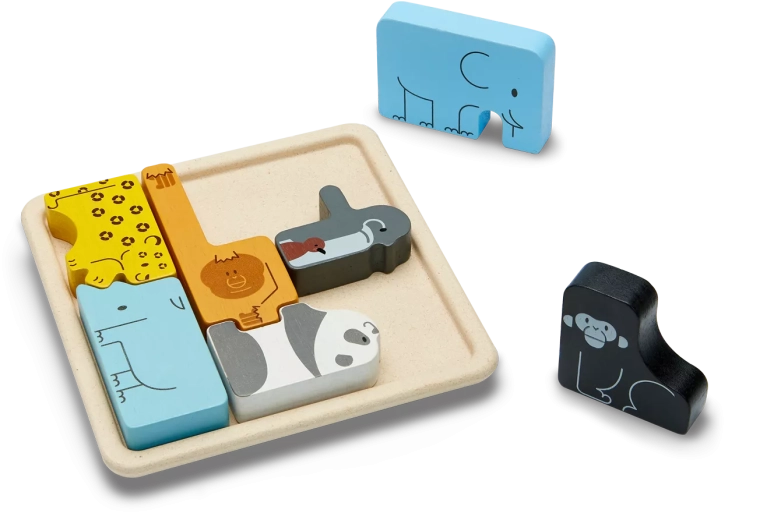 Puzzle d’encastrement en bois PlanToys – animaux