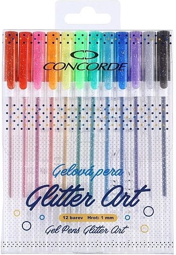 Stylos gel pailletés CONCORDE Glitter Art, set de 12 pcs