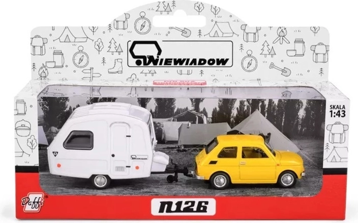 Fiat 126p avec caravane jaune Niewiadów (1:43)