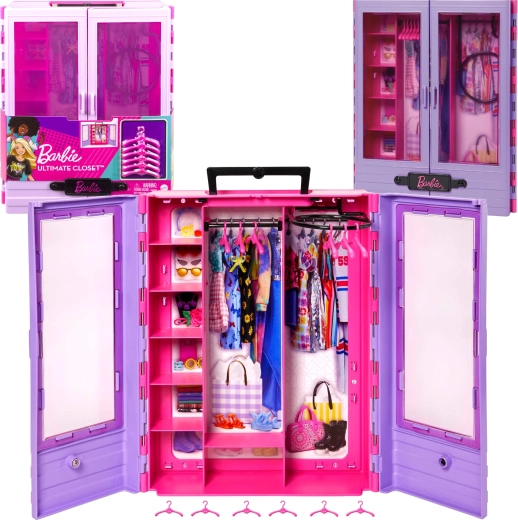 Grande armoire Barbie Fashionistas pour vêtements avec cintres