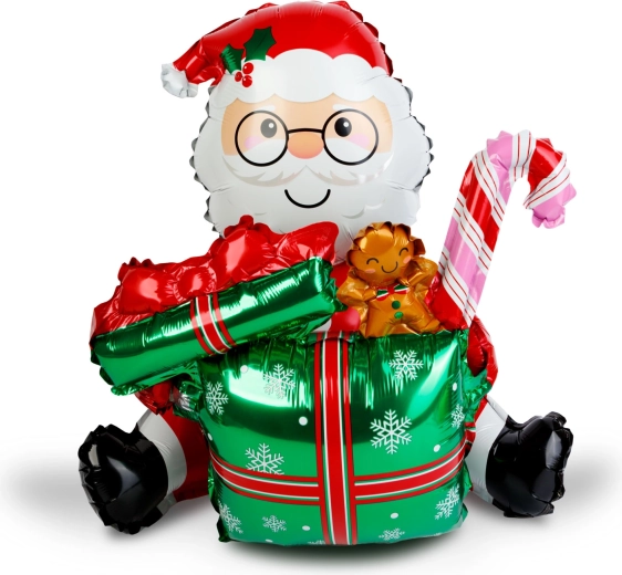 Ballon en aluminium de Noël Père Noël avec cadeau 60 × 65 cm