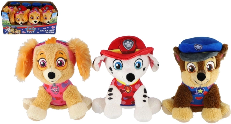 Chien en peluche Pat’ Patrouille avec motif en forme de cœur - 1 pièce