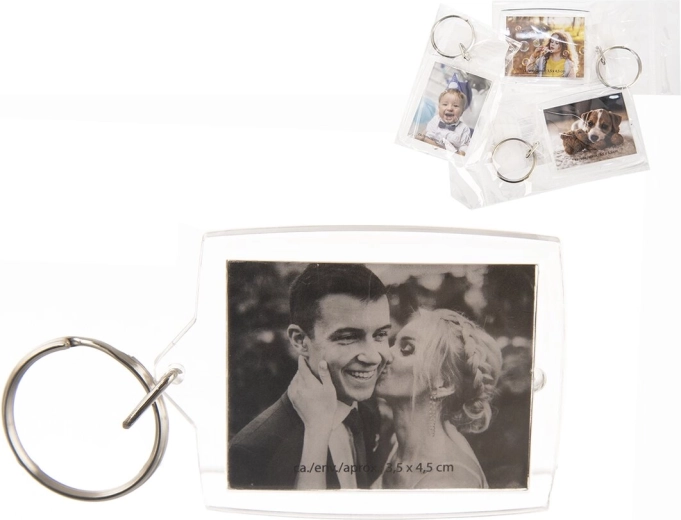 Porte-clés en plastique pour photo 3,5 × 4,5 cm