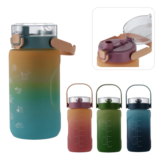 Bouteille d’eau 1,5 L avec repères horaires, vert ombré