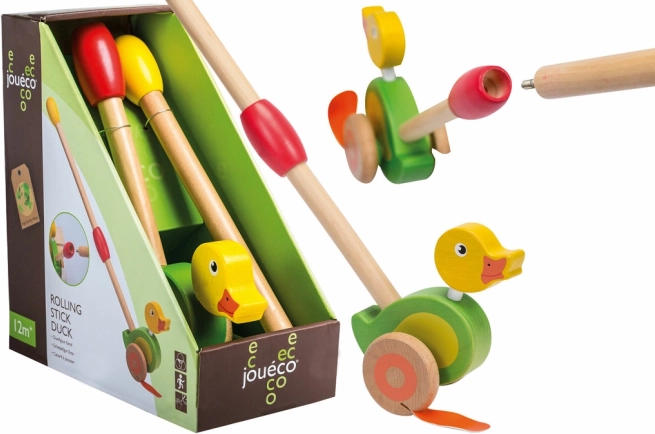 Canard en bois à pousser sur tige JOUECO
