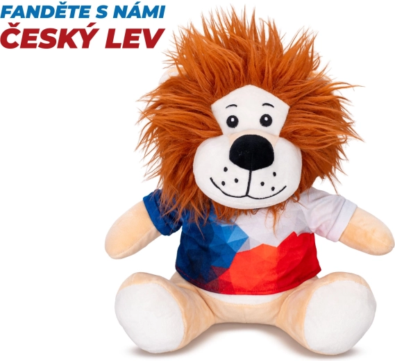 Lion en peluche 25 cm assis avec t-shirt