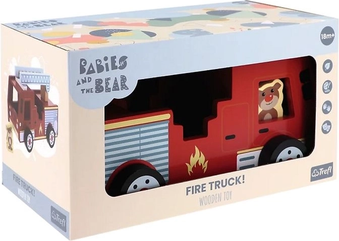 TREFL camion de pompier en bois Bobaski i Miś