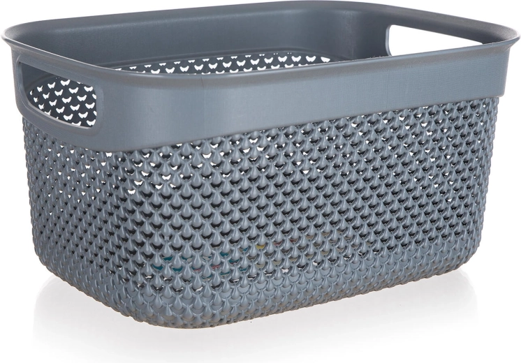 Panier en plastique aspect rotin anthracite 6,6 l