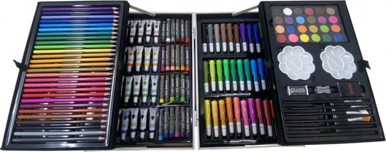 Mallette de peinture en aluminium – ensemble artistique de 145 pièces