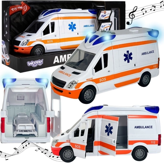 Ambulance de secours Woopie avec brancard, lumière et sons