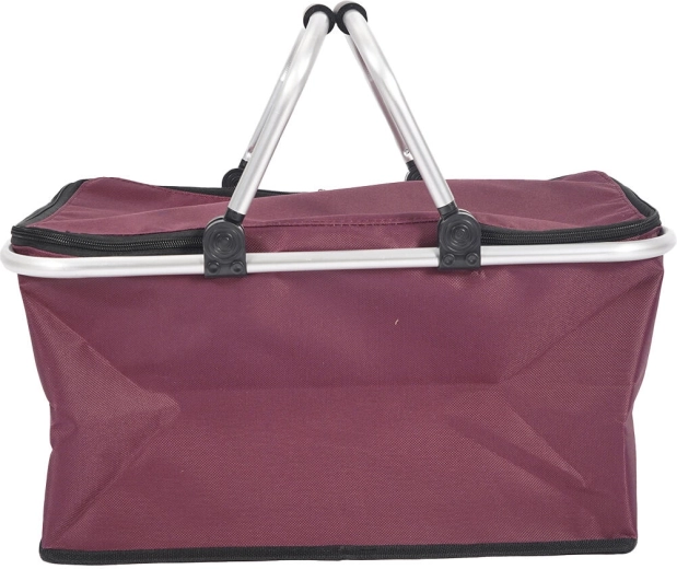 Panier de courses isotherme pliable 46 × 27 × 23 cm, aluminium et polyester, rouge
