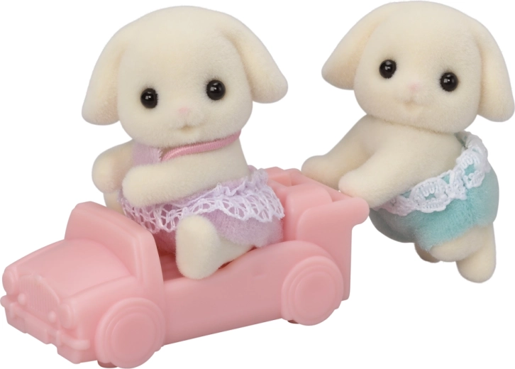Sylvanian Families – Jumeaux lapins Flora avec poussette