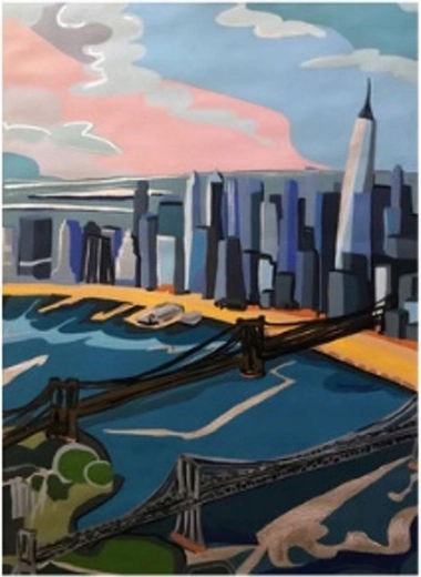 Norimpex Peinture par numéros Gratte-ciel sur la côte 40 × 50 cm