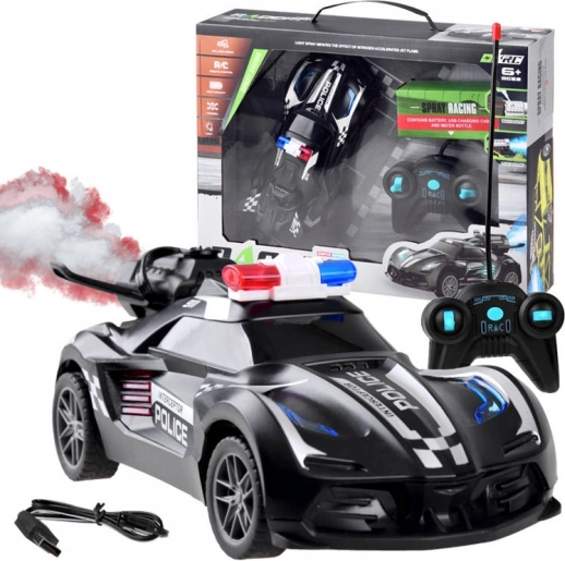 Voiture de police d'intervention télécommandée avec effet de fumée