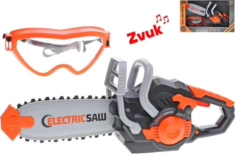 Tronçonneuse électrique pour enfants avec lunettes de protection, 34 cm