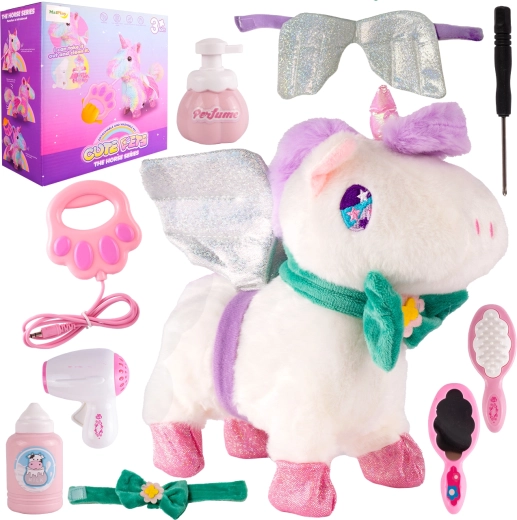 Licorne en peluche avec accessoires à piles