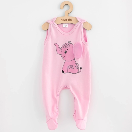 Grenouillère pour bébé en coton New Baby Happy Elephant rose