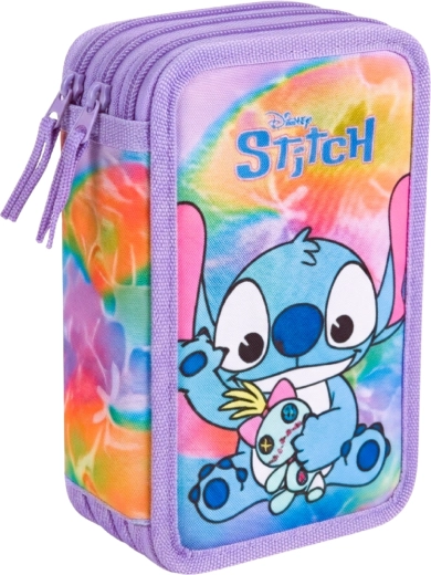 Trousse scolaire triple compartiment équipée Lilo & Stitch Stitch violette