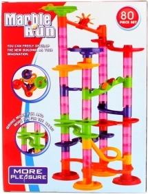 Circuit à billes en plastique pour enfants, 80 pièces