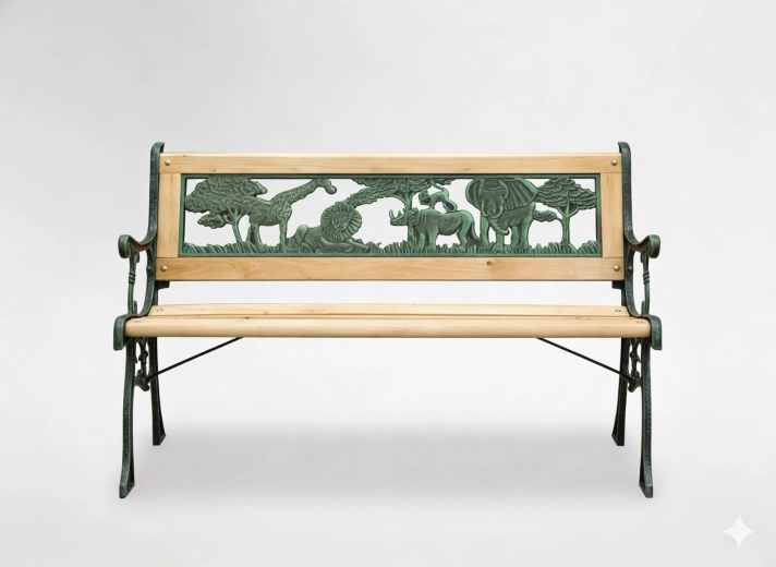 Banc de jardin pour enfants 82 × 39 × 50 cm en bois et fonte