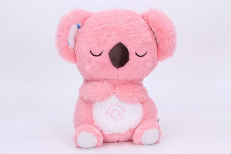 Koala en peluche respirant avec effets rose 27 cm