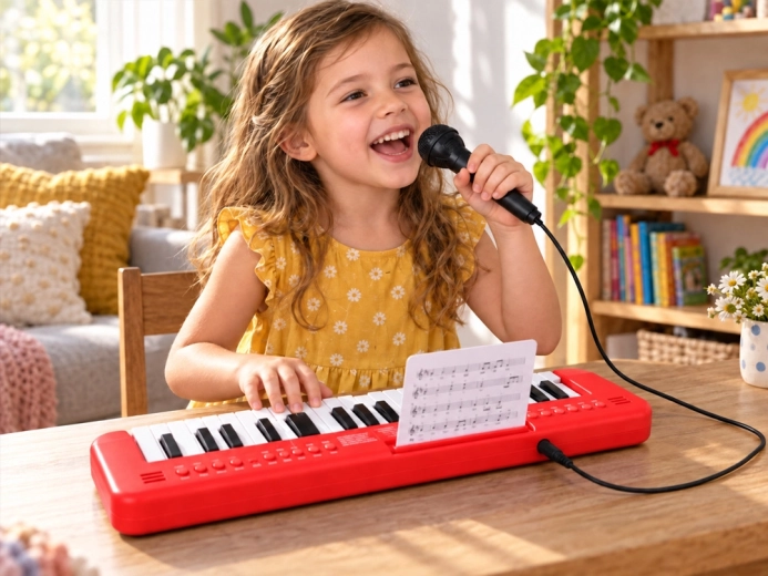 Microphone et cartes de notes inclus