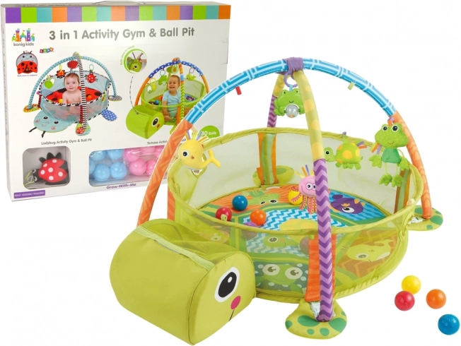 Tapis d’éveil éducatif tortue avec parc et balles pour bébé