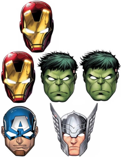 Masques en papier Marvel Avengers – 6 pièces