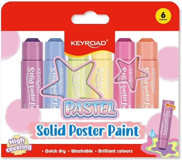 Peintures à la détrempe solides KEYROAD pastel - 6 pièces