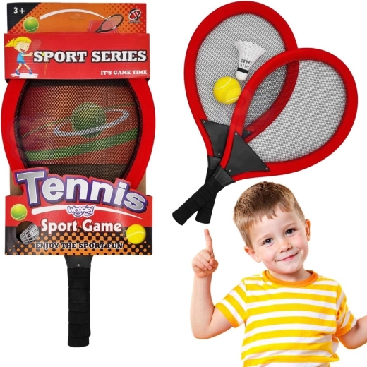 Grandes raquettes de tennis et de badminton WOOPIE pour enfants avec balle et volant