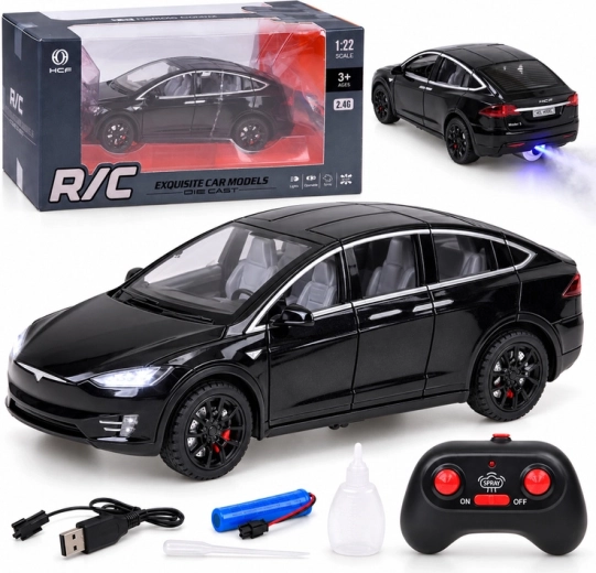 Voiture RC Tesla Model X à l’échelle 1:22 avec éclairage LED et effet de fumée