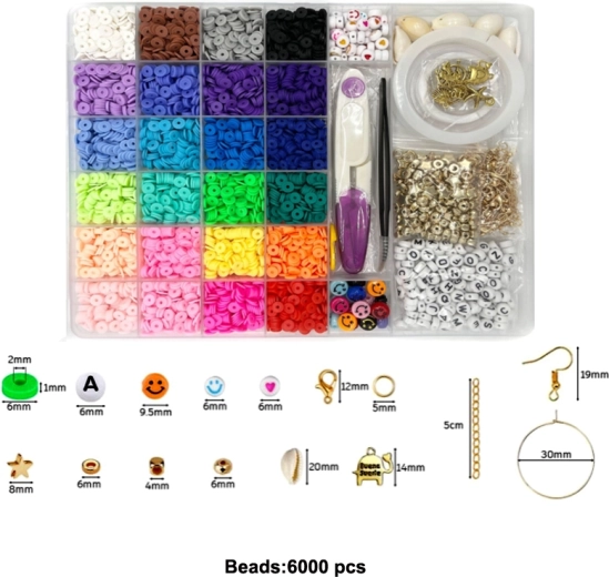 Set de perles colorées pour créations, 6000 pièces