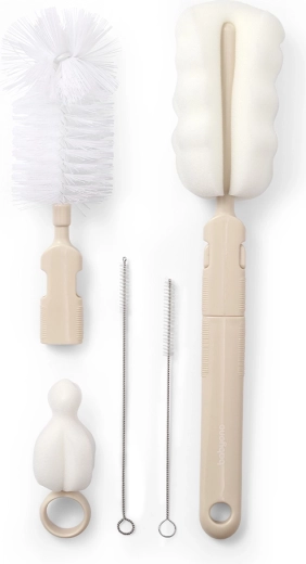 Babyono set de brosses pour biberons et tétines avec poignée amovible beige