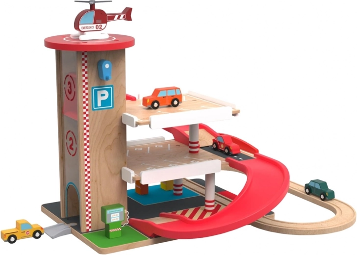 Garage en bois avec circuit de train 2Kids Toys
