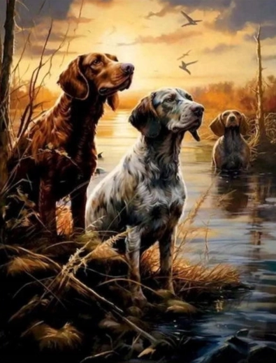 Peinture par numéros Chiens dans les marais 40 × 50 cm NORIMPEX
