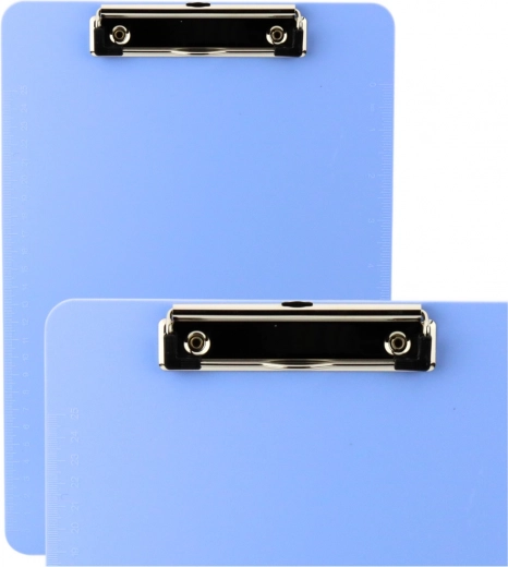 Porte-bloc bleu A4 en plastique avec pince et règle