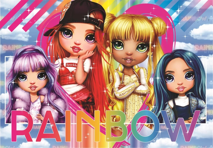 CLEMENTONI Puzzle Rainbow High : Violet, Ruby, Sunny et Skyler, 180 pièces