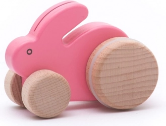 Bajo petit lapin en bois rose à tenir en main