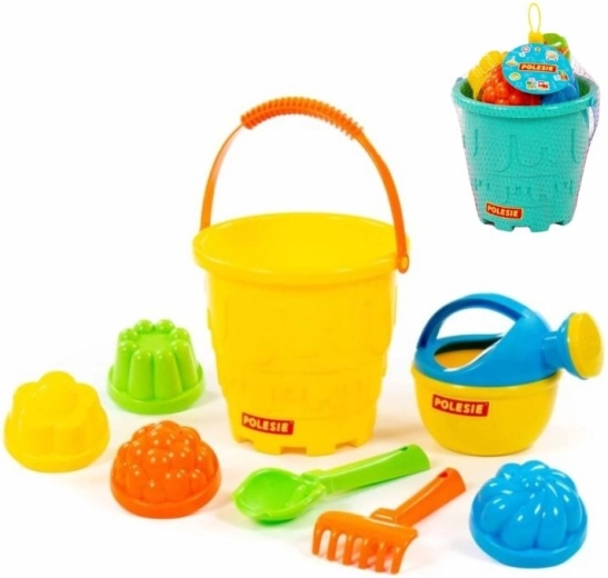 Set de sable – grand seau en forme de château avec pelle