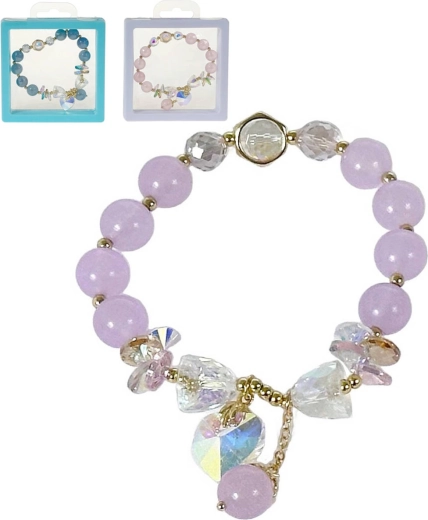 Bracelet enfant élastique avec perles et breloque dans une boîte - 1 pièce