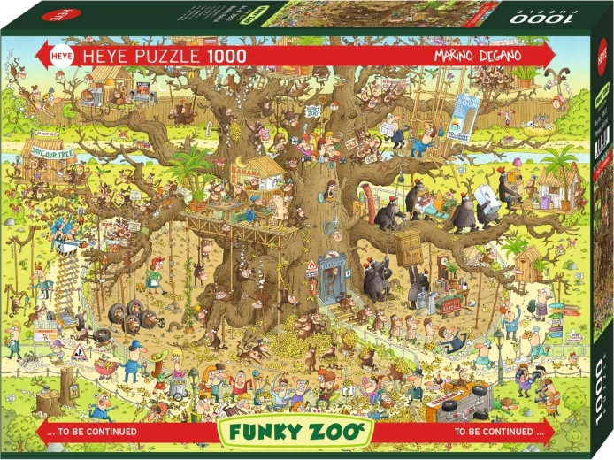 Puzzle HEYE Zoo déjanté : l'enclos des singes, 1000 pièces