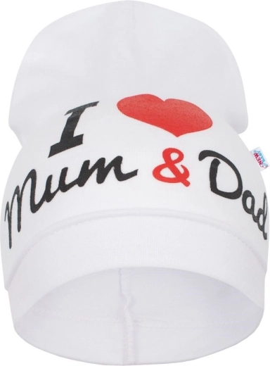 Bonnet bébé New Baby I Love Mum and Dad blanc 3–9 m