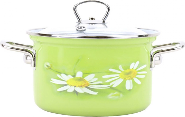 Casserole émaillée BELIS DAISY 20 cm avec couvercle en verre, 3,6 l