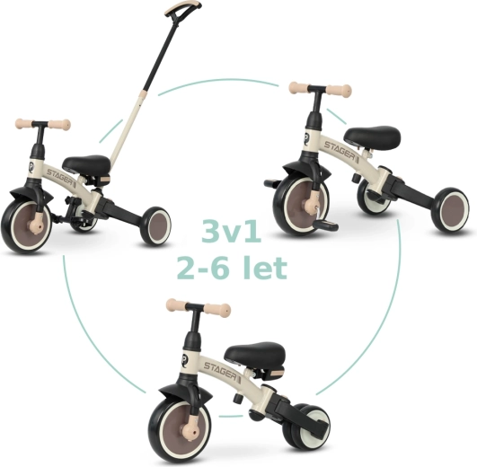 Tricycle Qplay Stager 3-en-1 marron