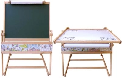 Tableau en bois réversible avec table 2-en-1 pour enfants