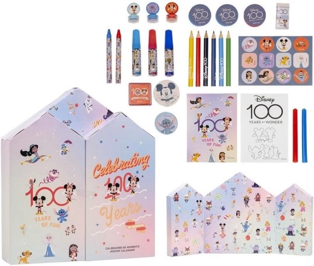 Calendrier de l’Avent Disney 100 avec fournitures d’écriture et de dessin